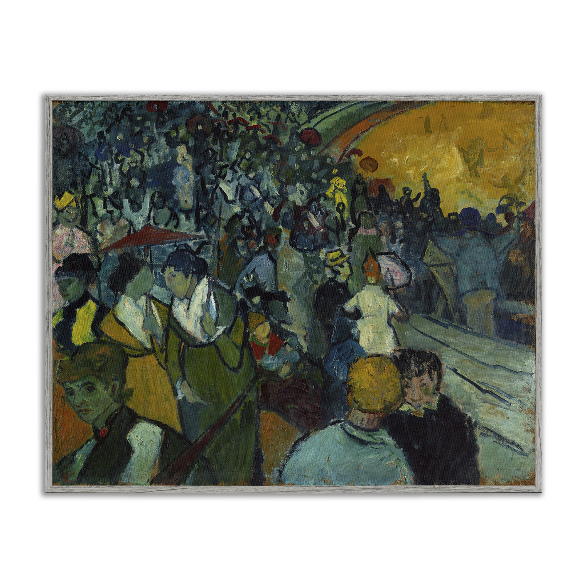 Stupell Industries Classical Van Gogh Arena People Painting Gray Framed Art Print Wall Art, 20 x 16