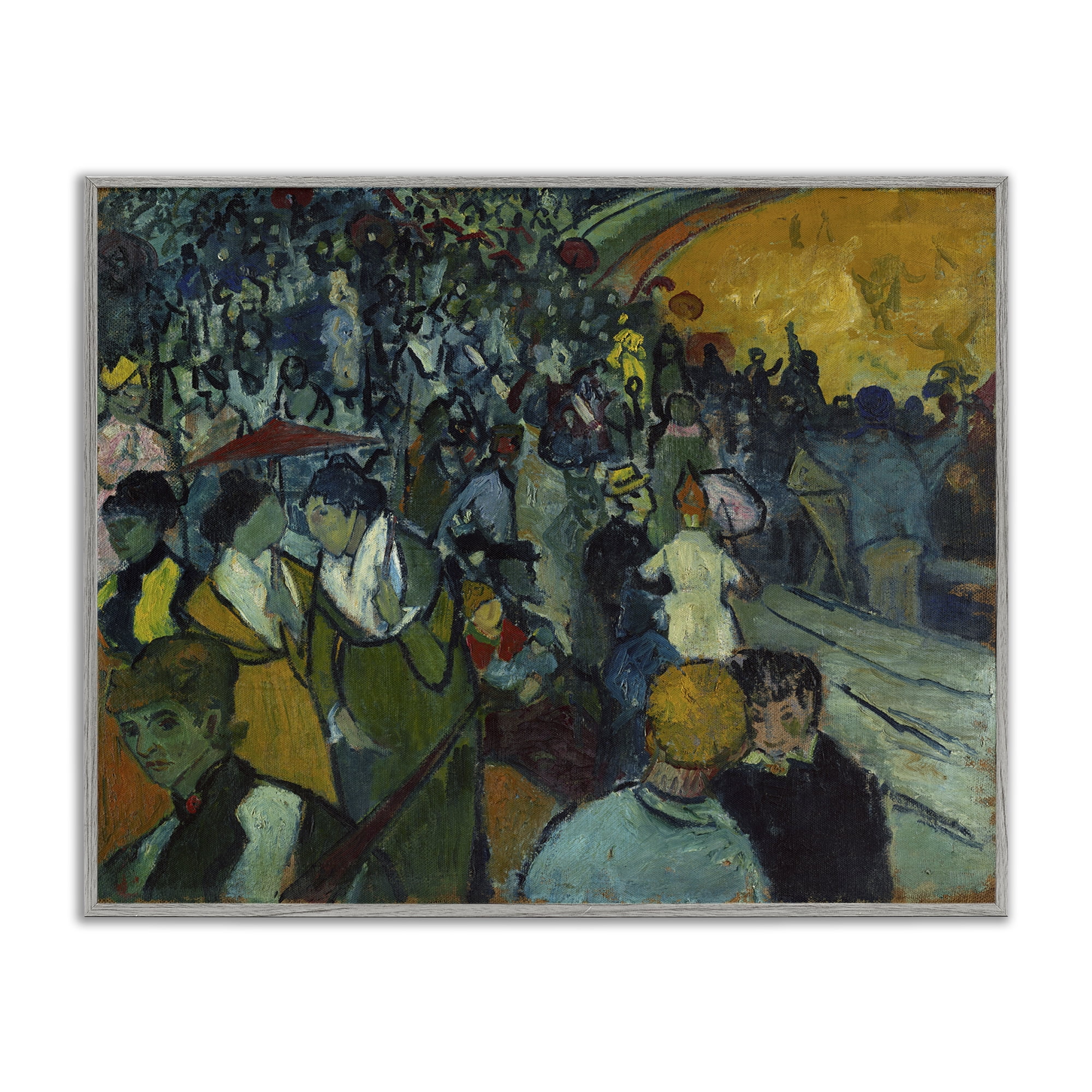 Stupell Industries Classical Van Gogh Arena People Painting Gray Framed Art Print Wall Art, 30 x 24