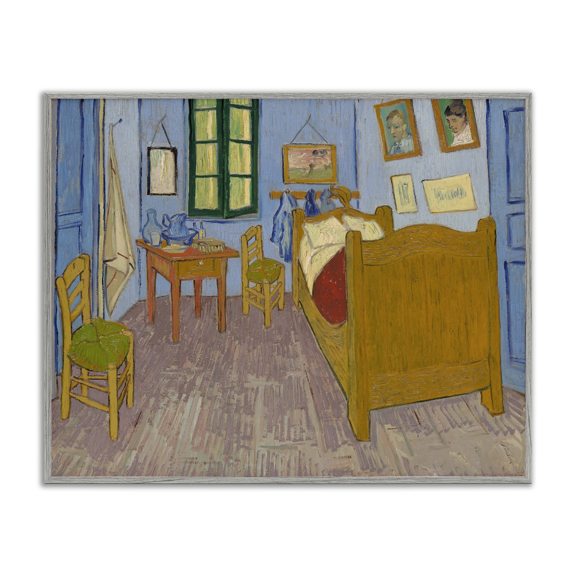 Stupell Industries Classical Van Gogh Bedroom Buildings & Architecture Painting Gray Framed Art Print Wall Art, 30 x 24