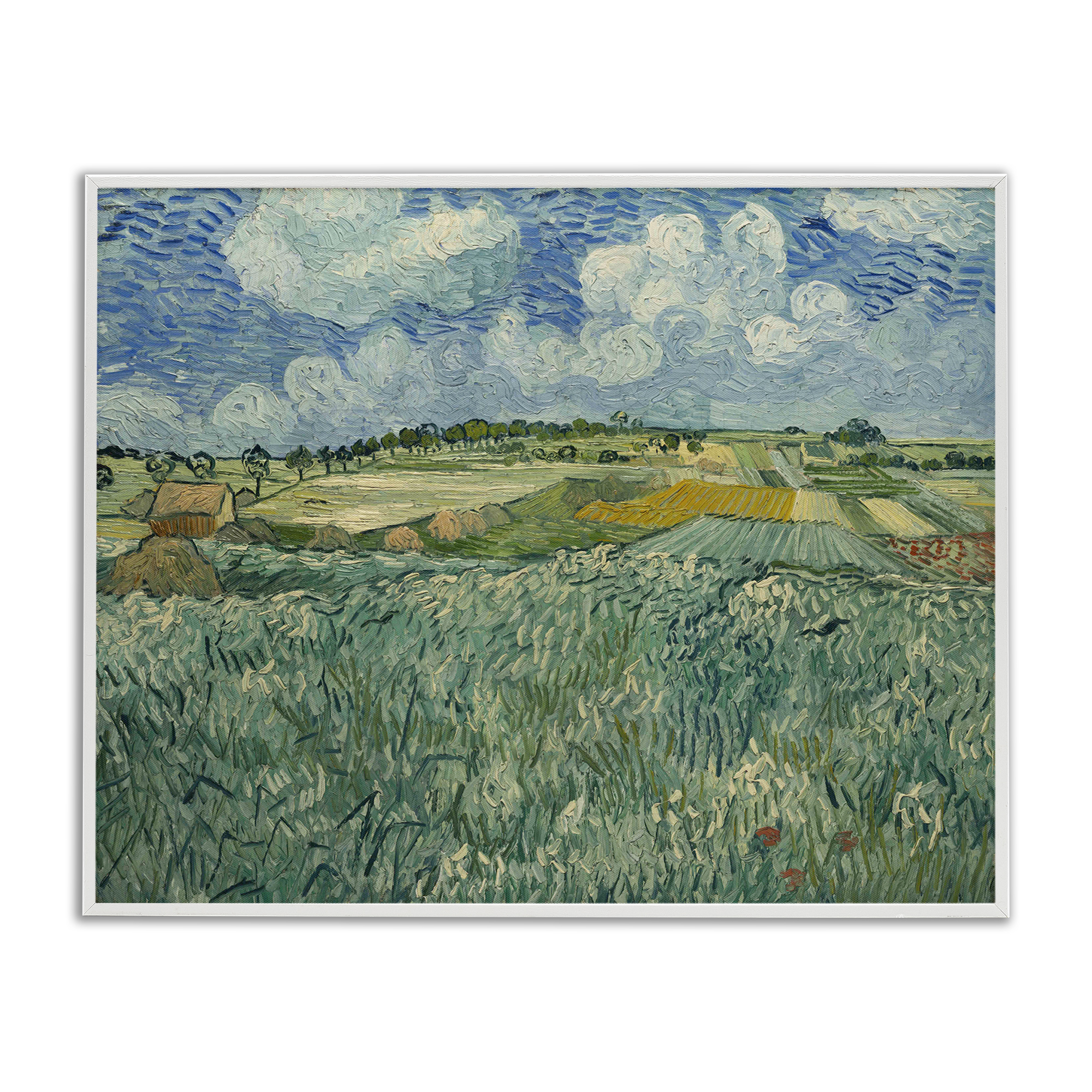 Stupell Industries Classical Van Gogh Farmland Landscape & Nature Painting White Framed Art Print Wall Art, 14 x 11