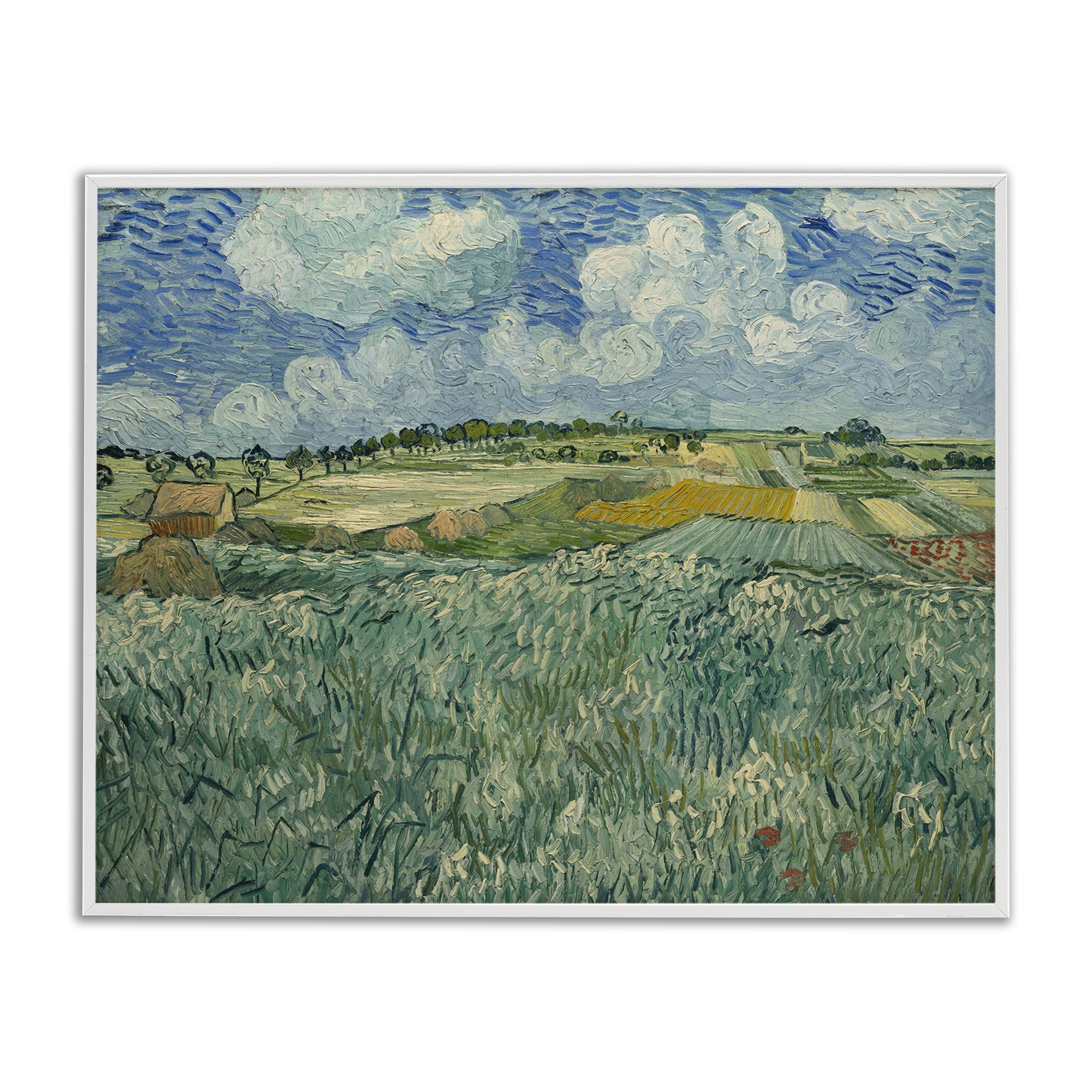 Stupell Industries Classical Van Gogh Farmland Landscape & Nature Painting White Framed Art Print Wall Art, 20 x 16
