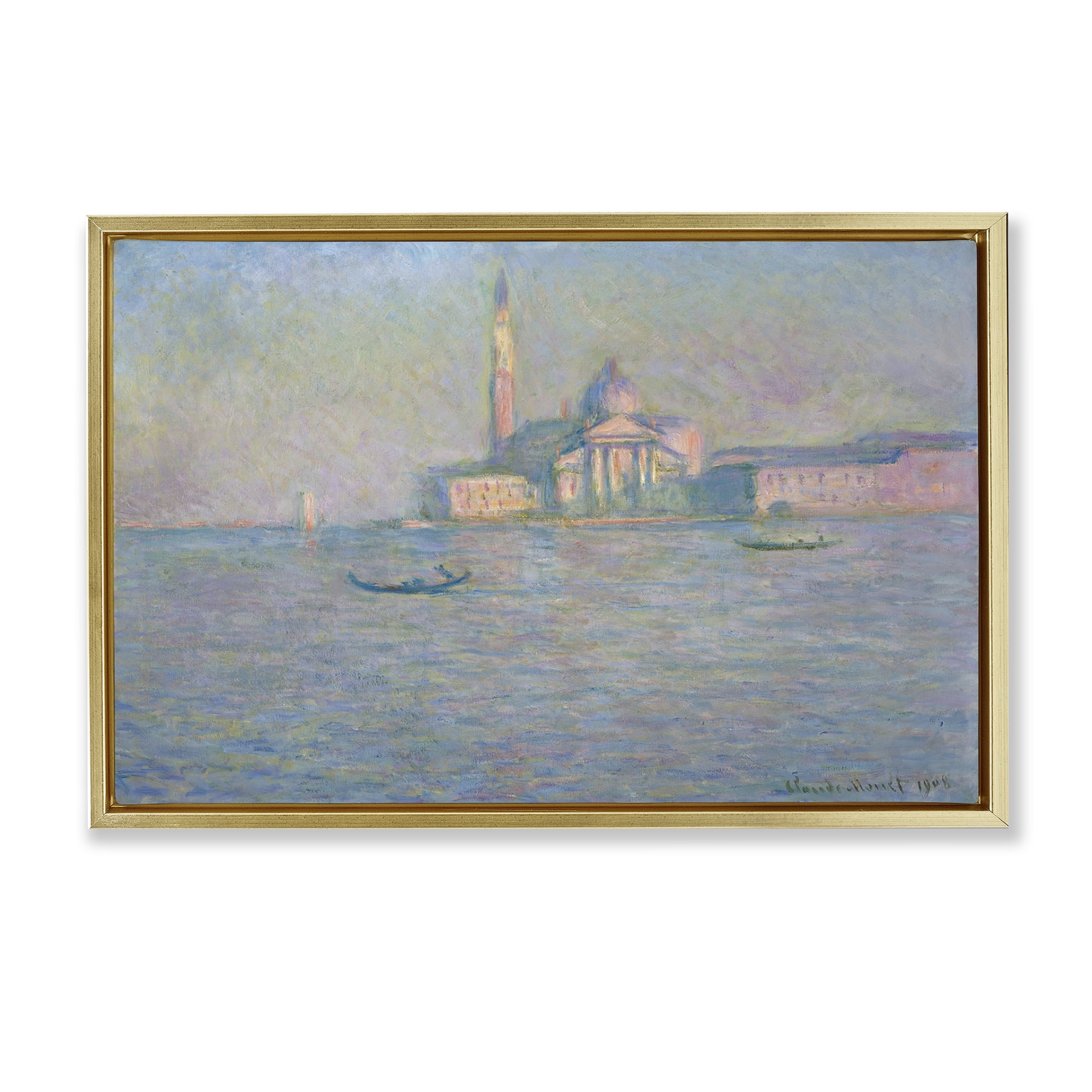 Stupell Industries Classical Venice Church Landscape & Nature Painting Gold Floater Framed Canvas Art Print Wall Art, 31 x 21