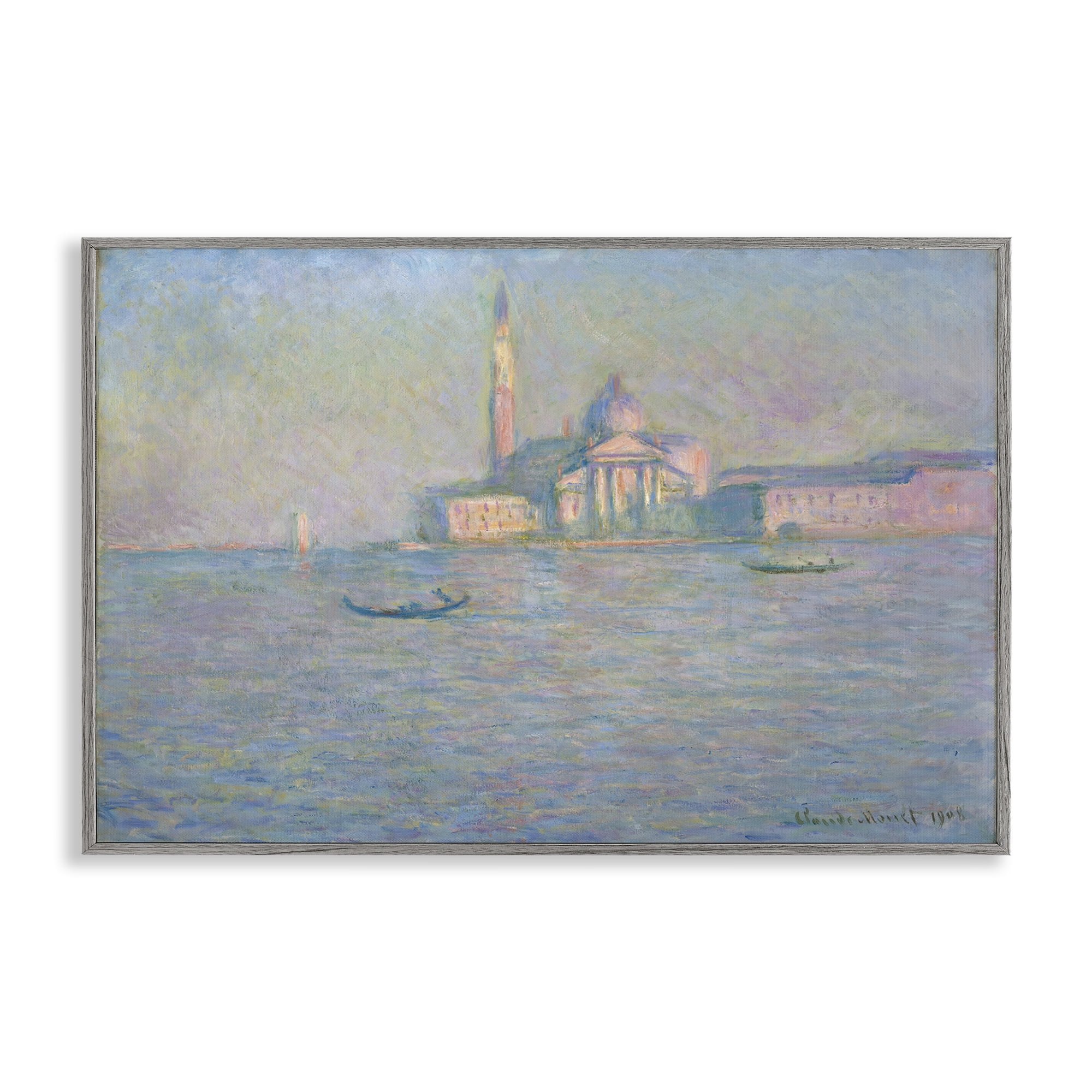 Stupell Industries Classical Venice Church Landscape & Nature Painting Gray Framed Art Print Wall Art, 18 x 12