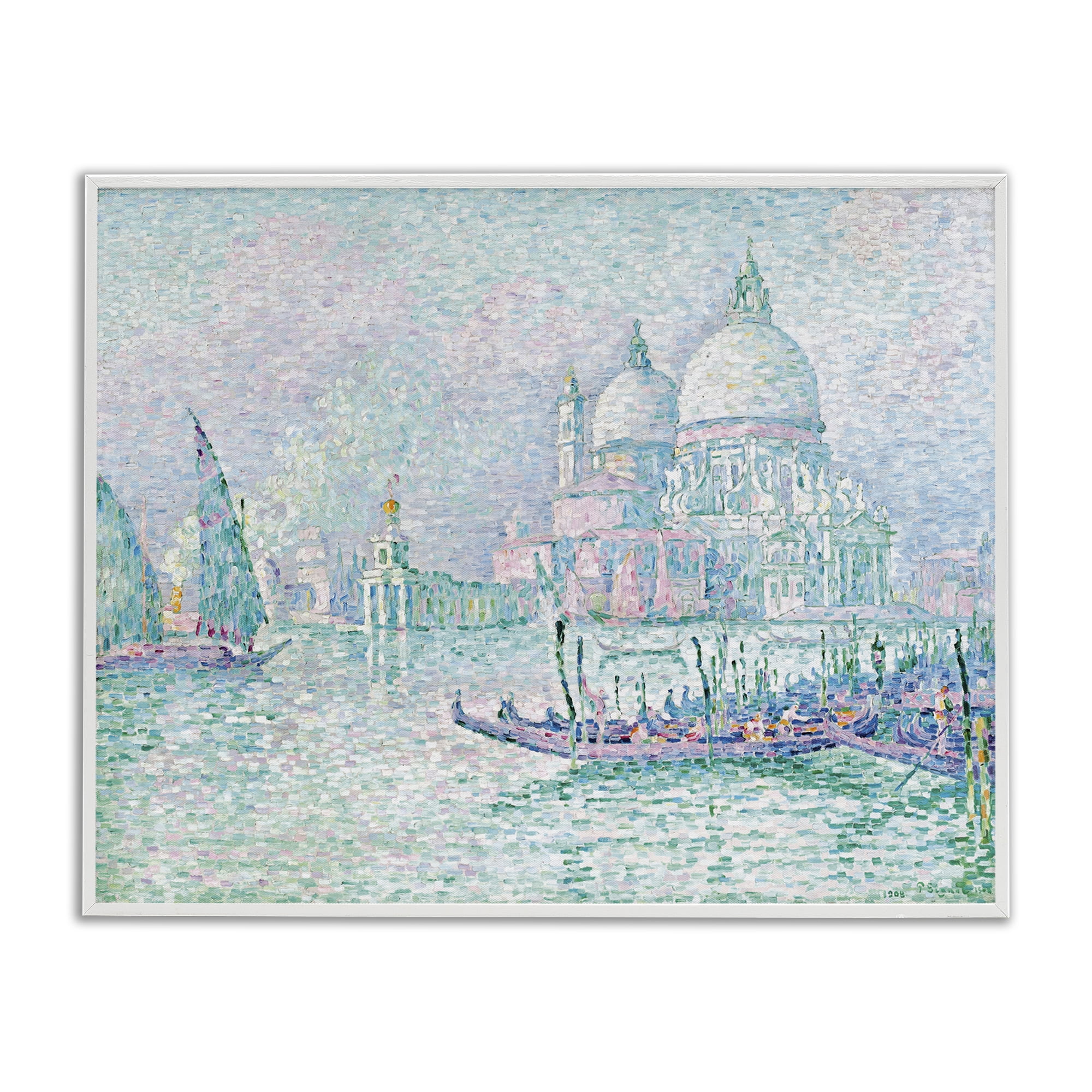 Stupell Industries Classical Venice Signac Painting Landscape & Nature Painting White Framed Art Print Wall Art, 14 x 11