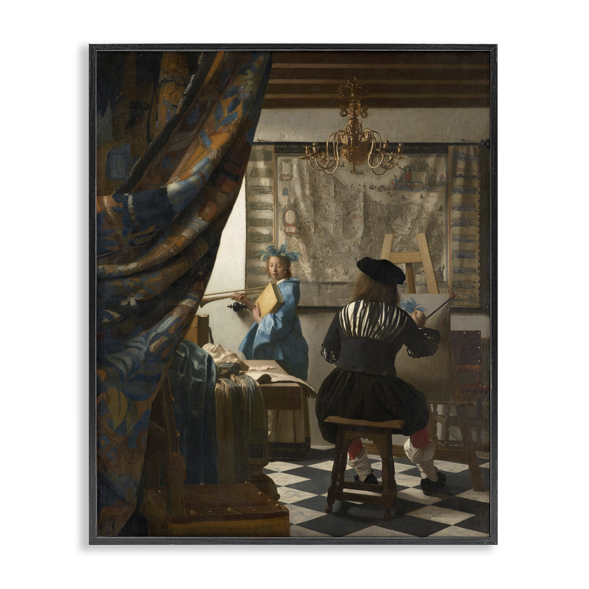 Stupell Industries Classical Vermeer Painting People Painting Black Framed Art Print Wall Art, 11 x 14