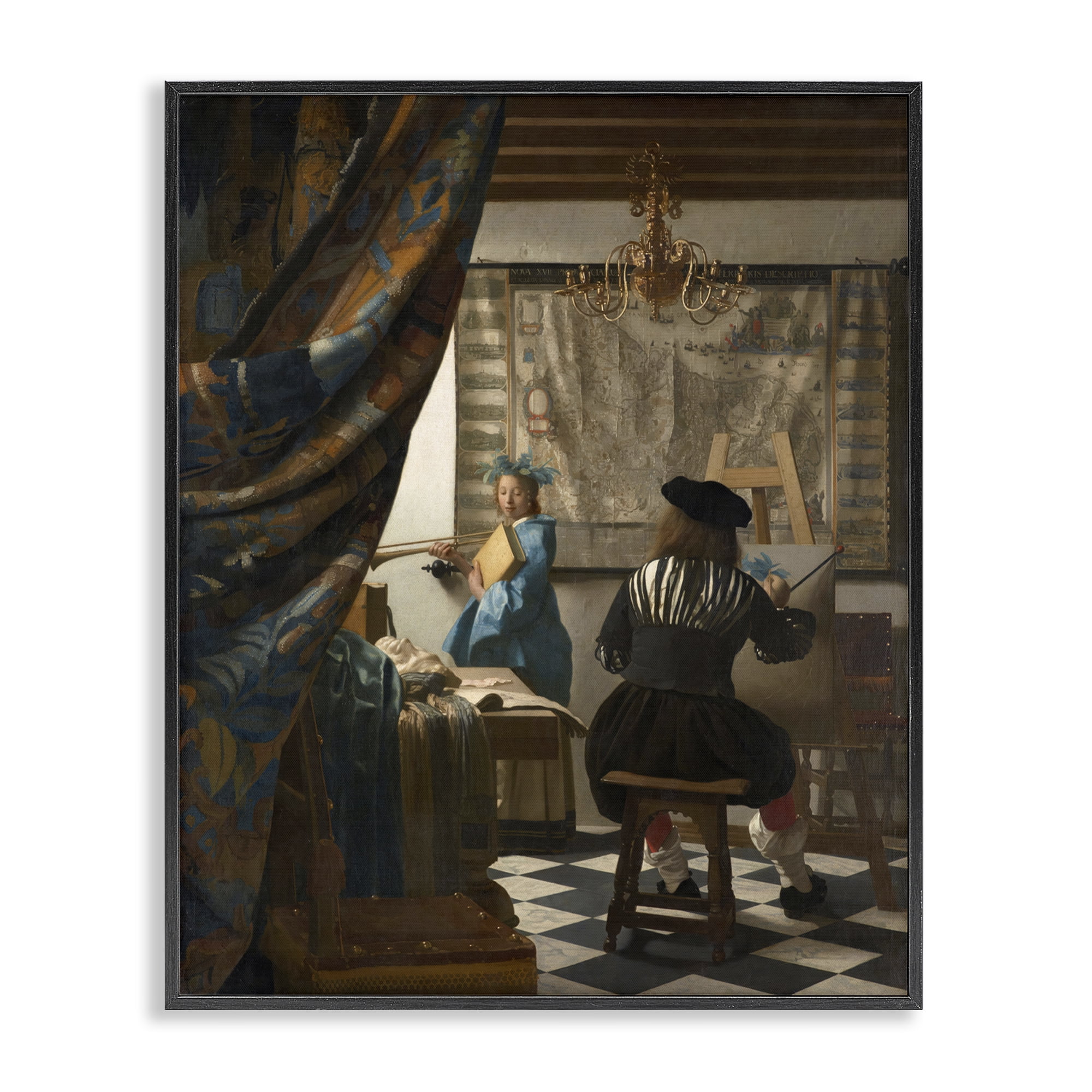 Stupell Industries Classical Vermeer Painting People Painting Black Framed Art Print Wall Art, 24 x 30