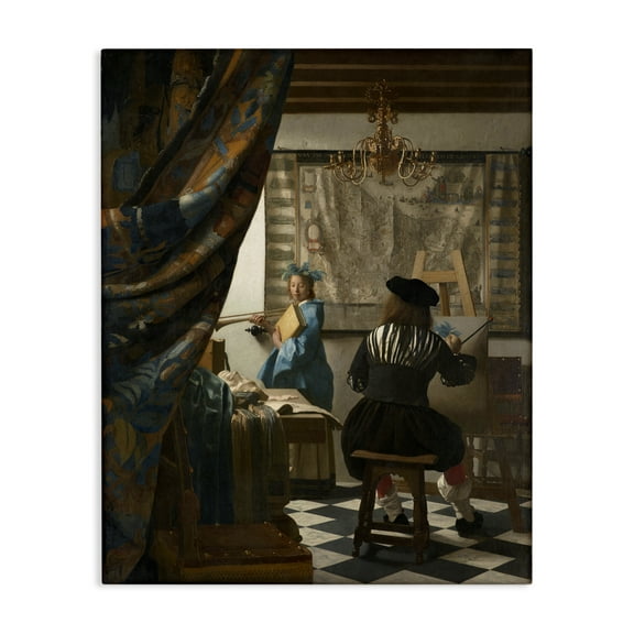 Stupell Industries Classical Vermeer Painting People Painting Wrapped Canvas Art Print Wall Art, 16 x 20