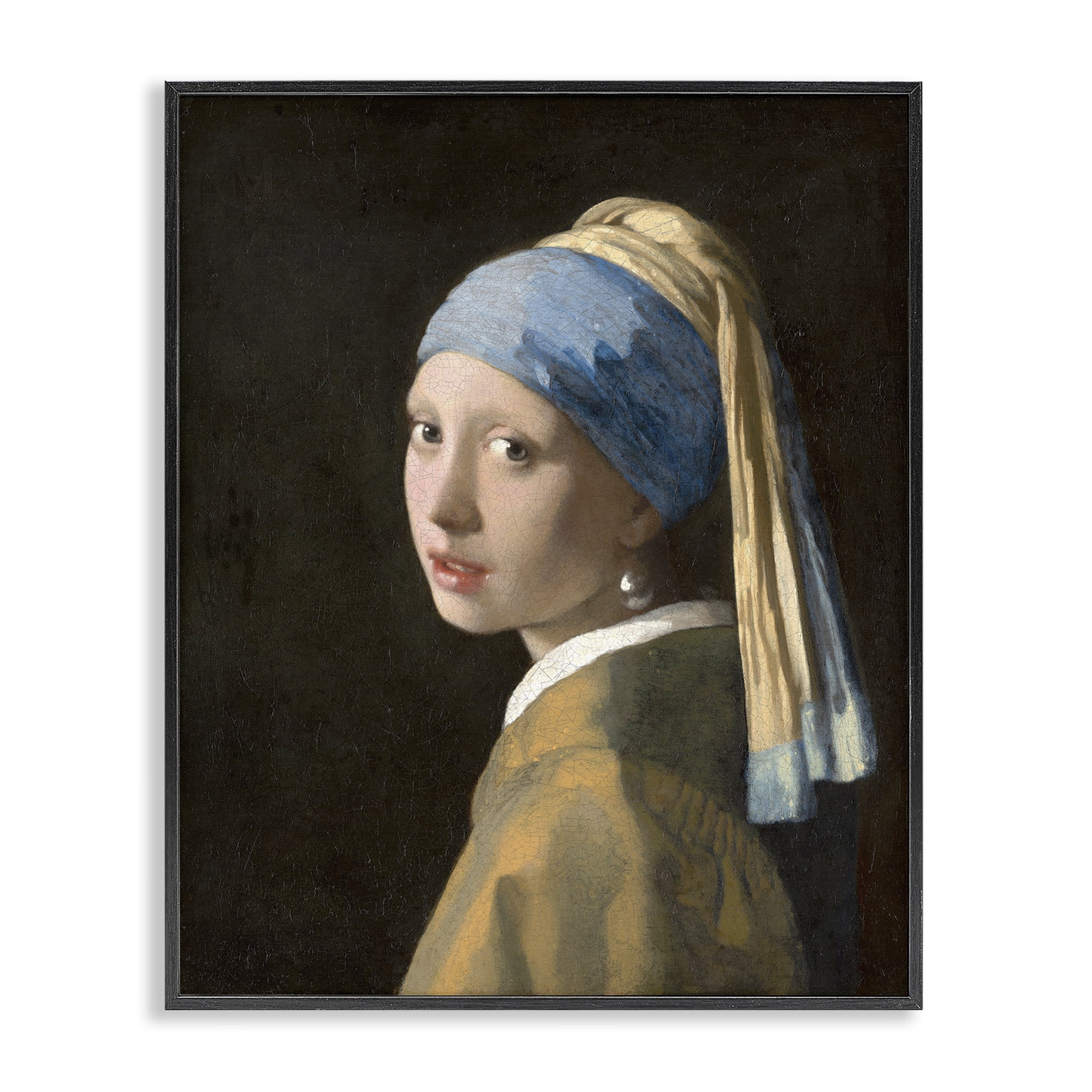 Stupell Industries Classical Vermeer Pearl Earring People Painting Black Framed Art Print Wall Art, 24 x 30