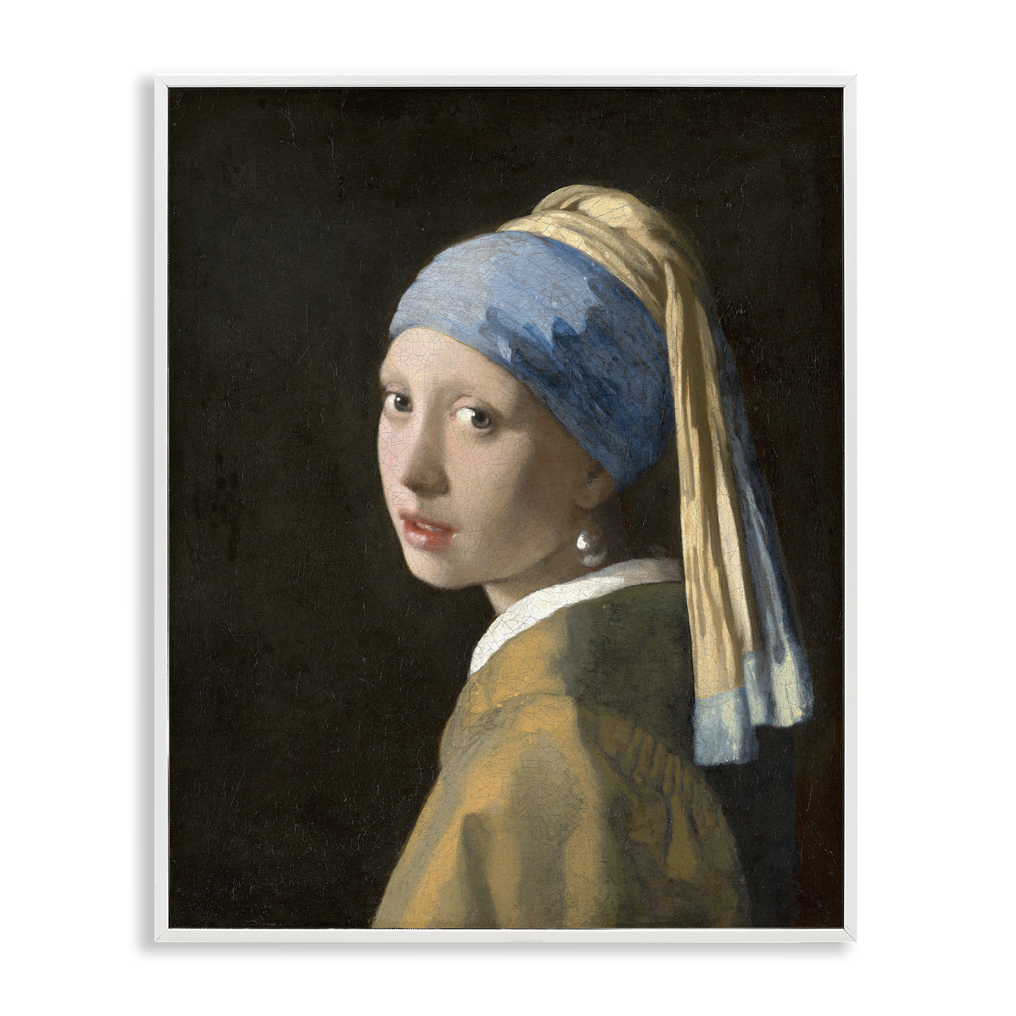 Stupell Industries Classical Vermeer Pearl Earring People Painting White Framed Art Print Wall Art, 24 x 30