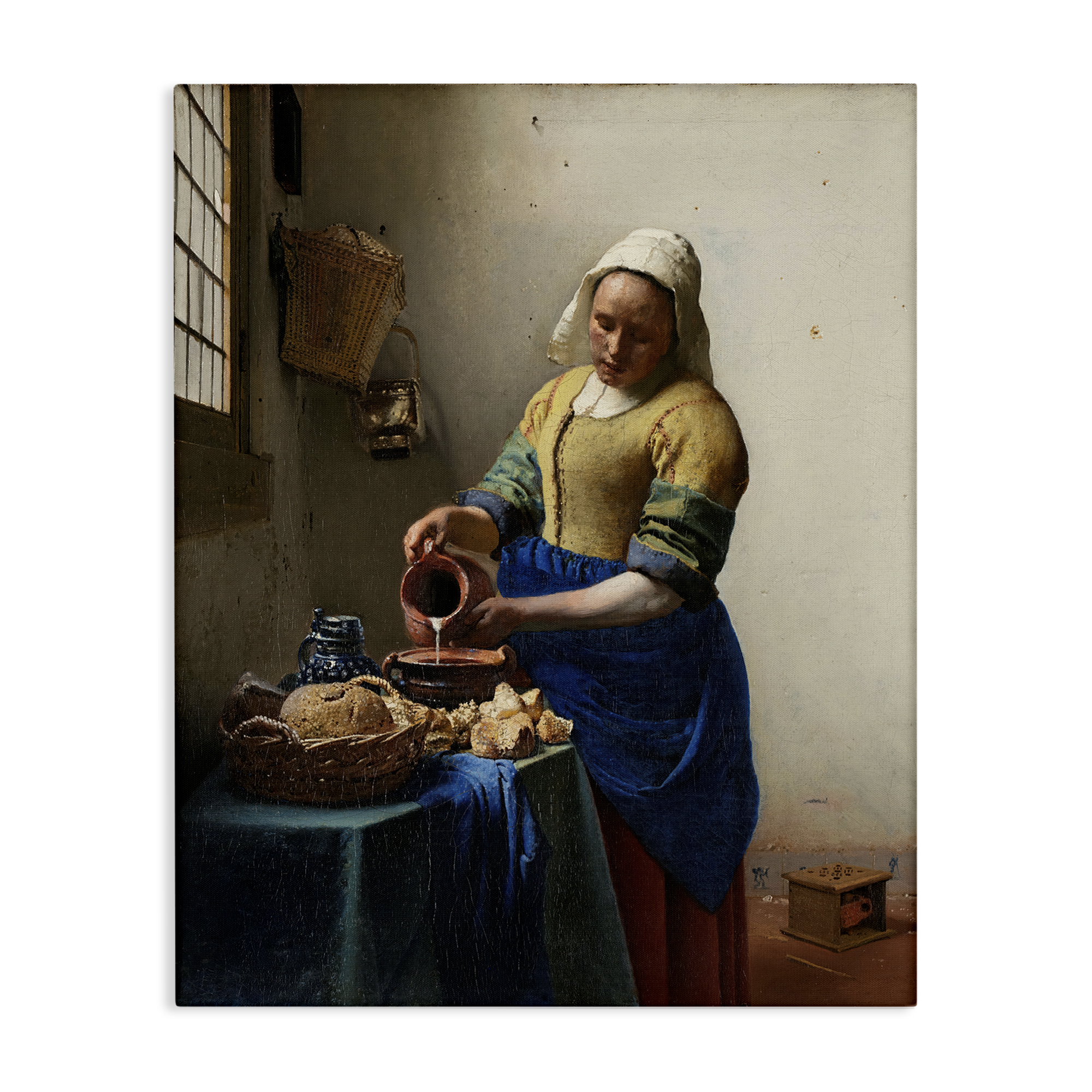 Stupell Industries Classical Vermeer The Milkmaid People Painting Wrapped Canvas Art Print Wall Art, 36 x 48