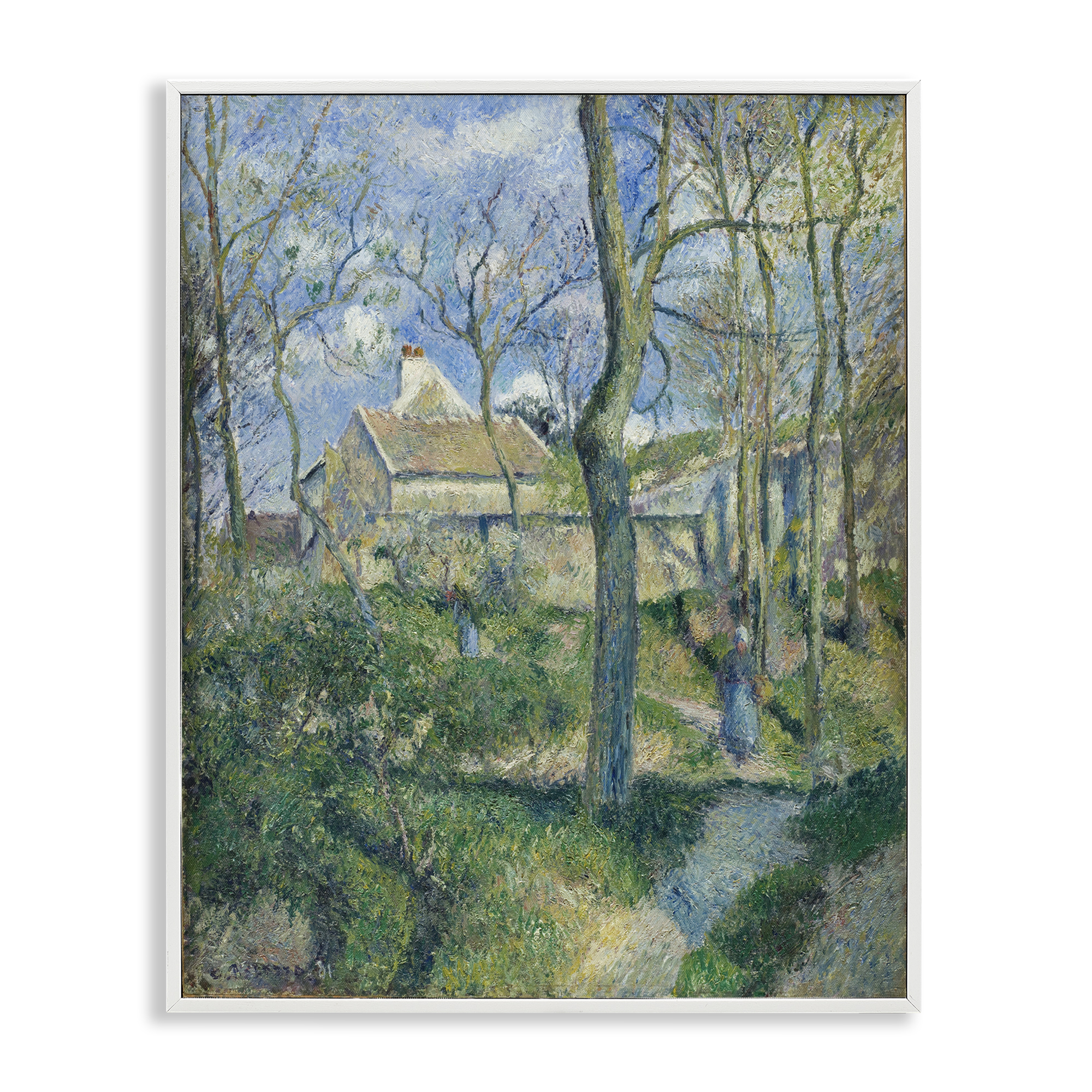 Stupell Industries Classical Village Cezanne Painting Landscape & Nature Painting White Framed Art Print Wall Art, 24 x 30