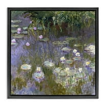 Stupell Industries Classical Water Lilies Monet Landscape & Nature Painting Black Floater Framed Canvas Art Print Wall Art, 18 x 18
