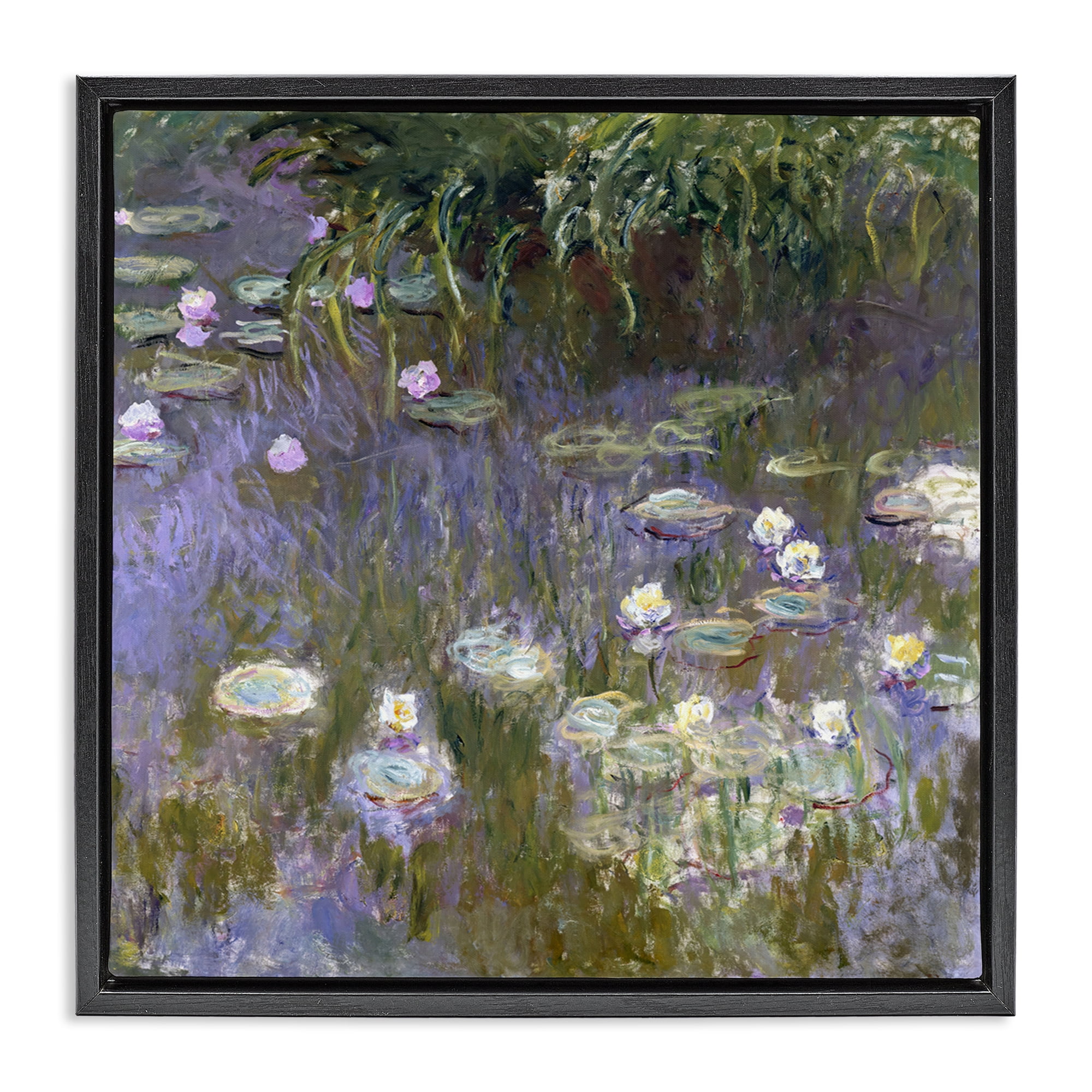 Stupell Industries Classical Water Lilies Monet Landscape & Nature Painting Black Floater Framed Canvas Art Print Wall Art, 25 x 25