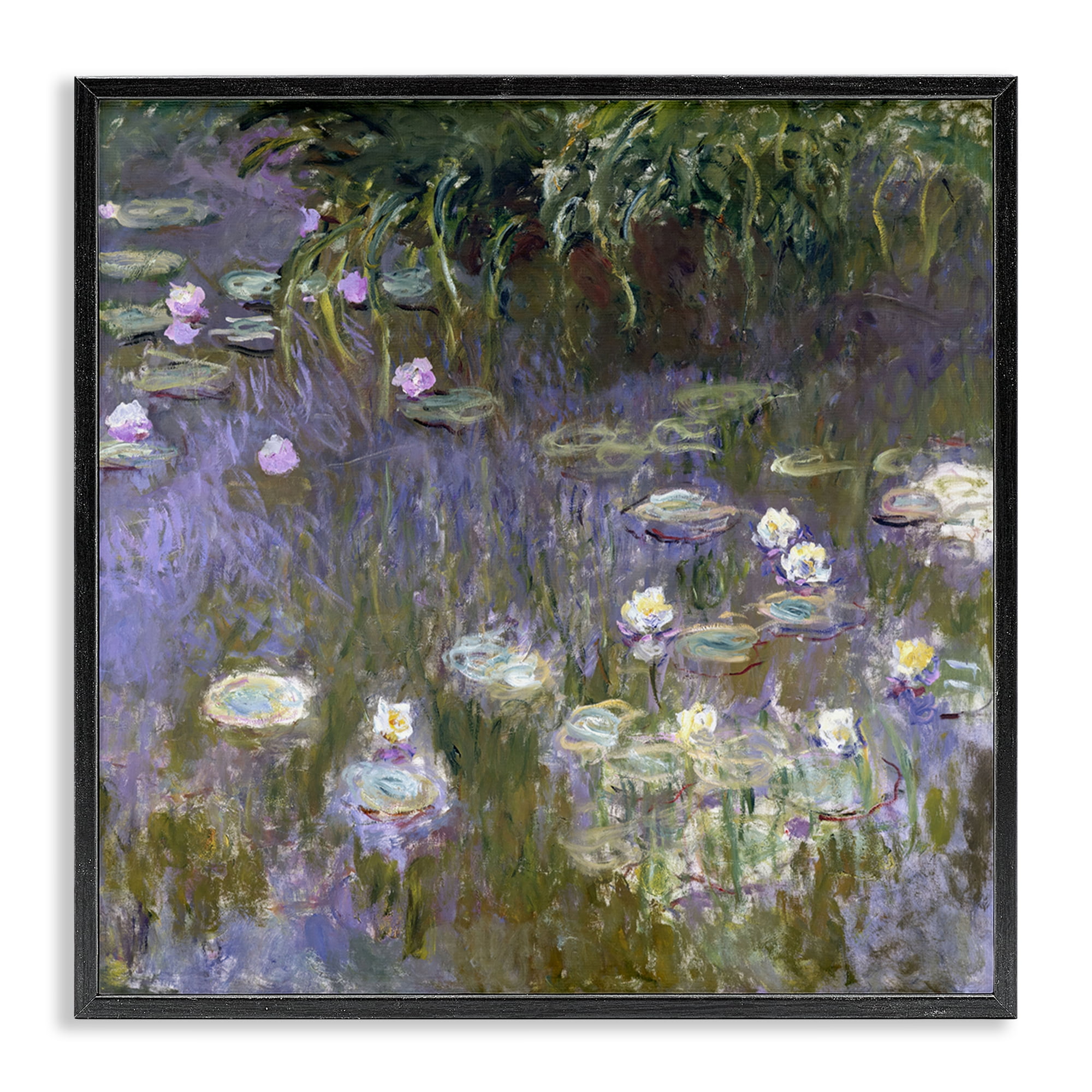 Stupell Industries Classical Water Lilies Monet Landscape & Nature Painting Black Framed Art Print Wall Art, 24 x 24