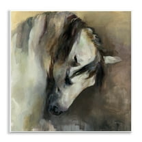 Stupell Industries Classical White Horse Animals Painting Unframed Art Print Wall Art, 12 x 12