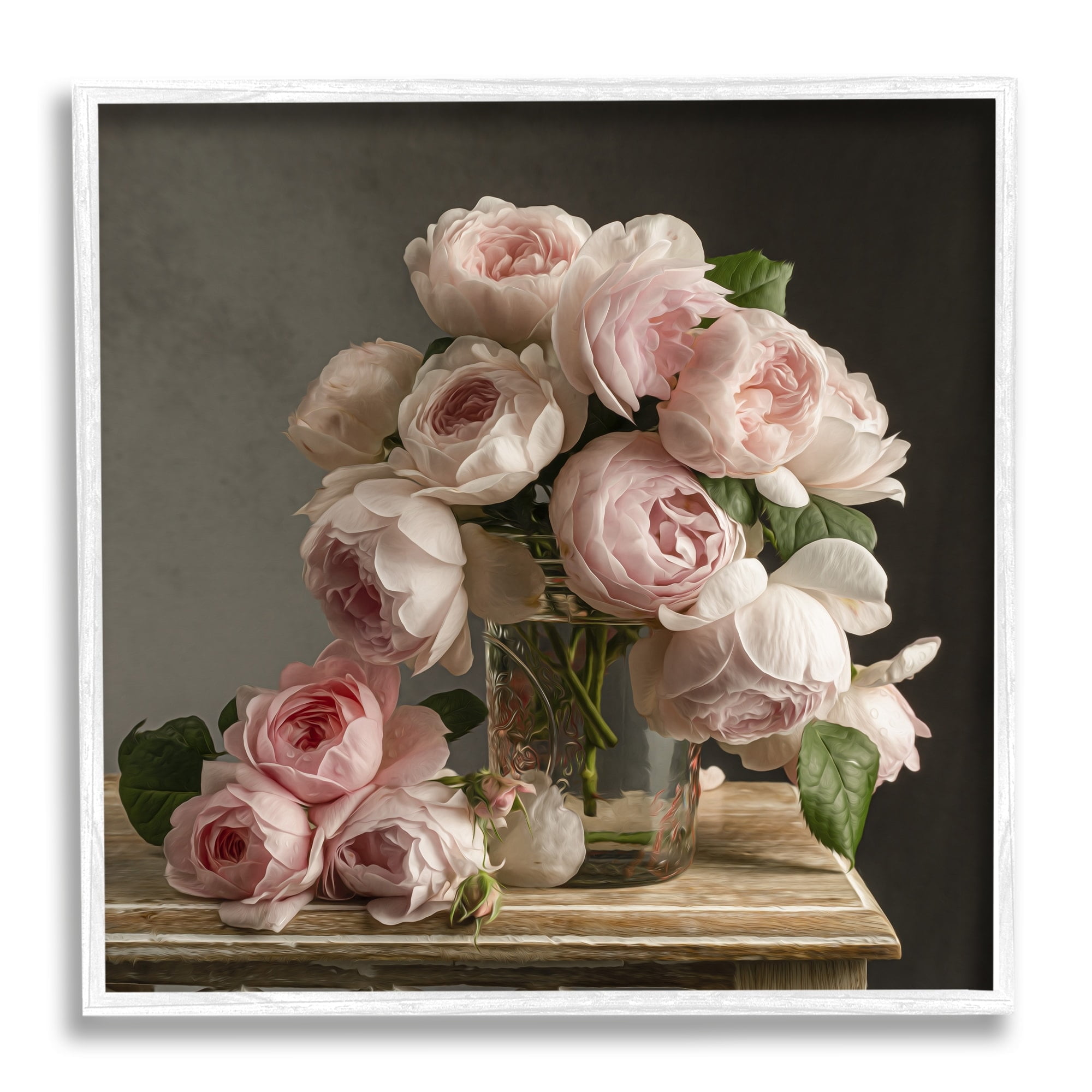 Stupell Industries Classical White Pink Roses Arrangement Jar Vase , 17 x 17, Design by Leah McLean