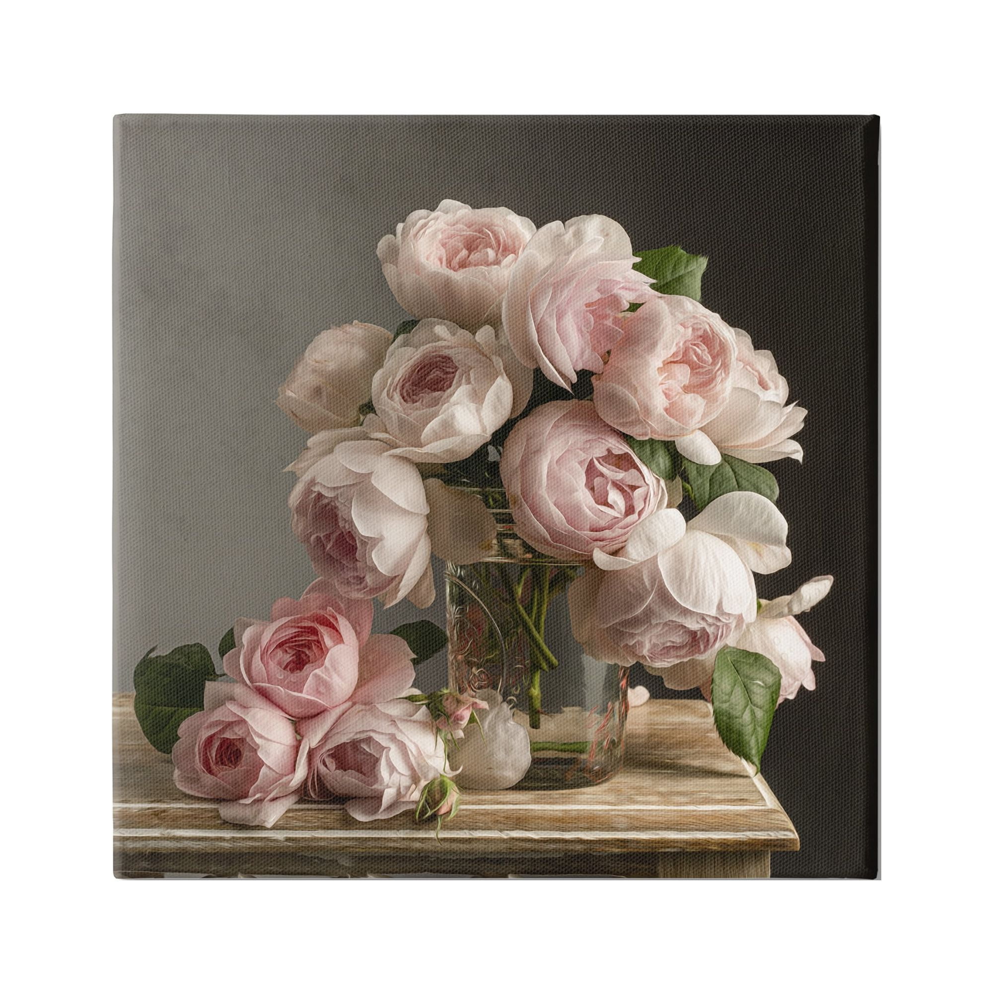 Stupell Industries Classical White Pink Roses Arrangement Jar Vase , 30 x 30, Design by Leah McLean