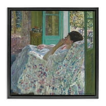 Stupell Industries Classical Woman Afternoon People Painting Black Floater Framed Canvas Art Print Wall Art, 18 x 18