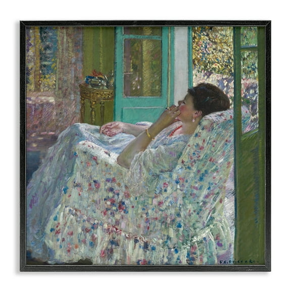 Stupell Industries Classical Woman Afternoon People Painting Black Framed Art Print Wall Art, 12 x 12