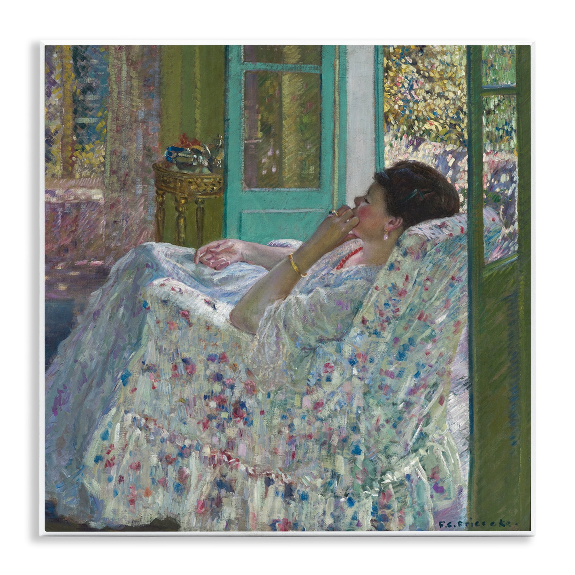 Stupell Industries Classical Woman Afternoon People Painting Unframed Art Print Wall Art, 12 x 12