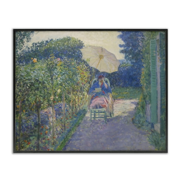 Stupell Industries Classical Woman in Garden Landscape & Nature Painting Black Framed Art Print Wall Art, 14 x 11