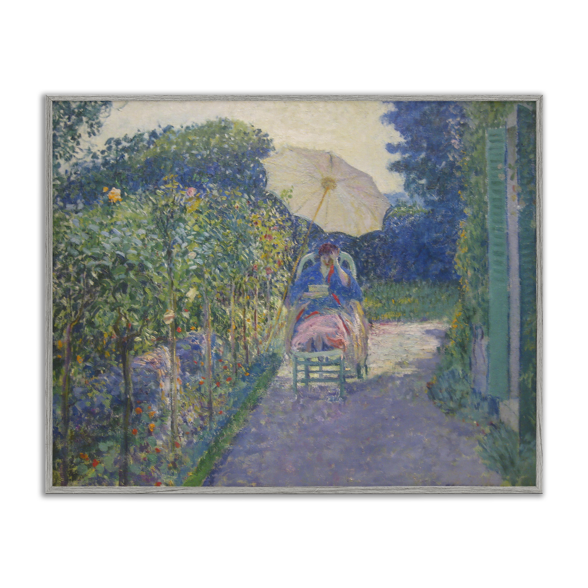 Stupell Industries Classical Woman in Garden Landscape & Nature Painting Gray Framed Art Print Wall Art, 14 x 11