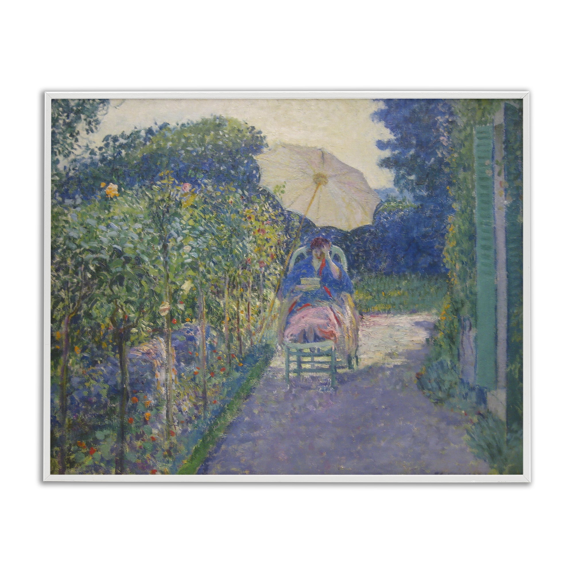 Stupell Industries Classical Woman in Garden Landscape & Nature Painting White Framed Art Print Wall Art, 14 x 11