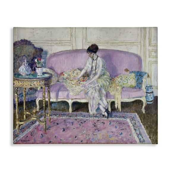 Stupell Industries Classical Woman on Sofa People Painting Wrapped Canvas Art Print Wall Art, 20 x 16