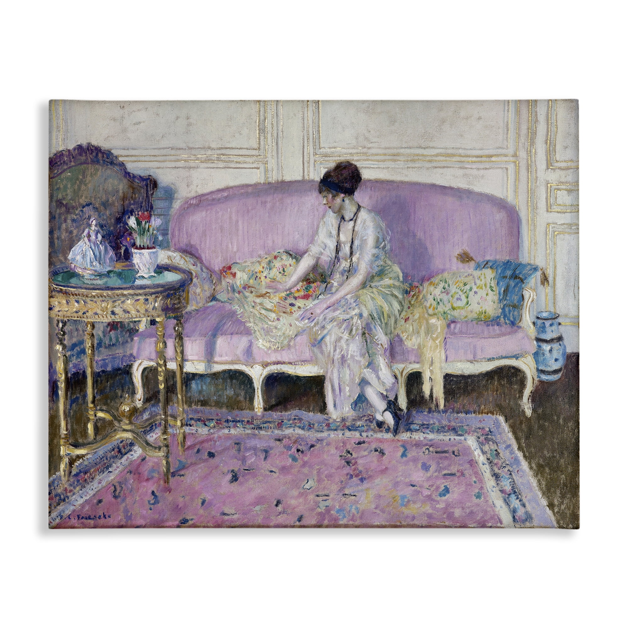 Stupell Industries Classical Woman on Sofa People Painting Wrapped Canvas Art Print Wall Art, 40 x 30