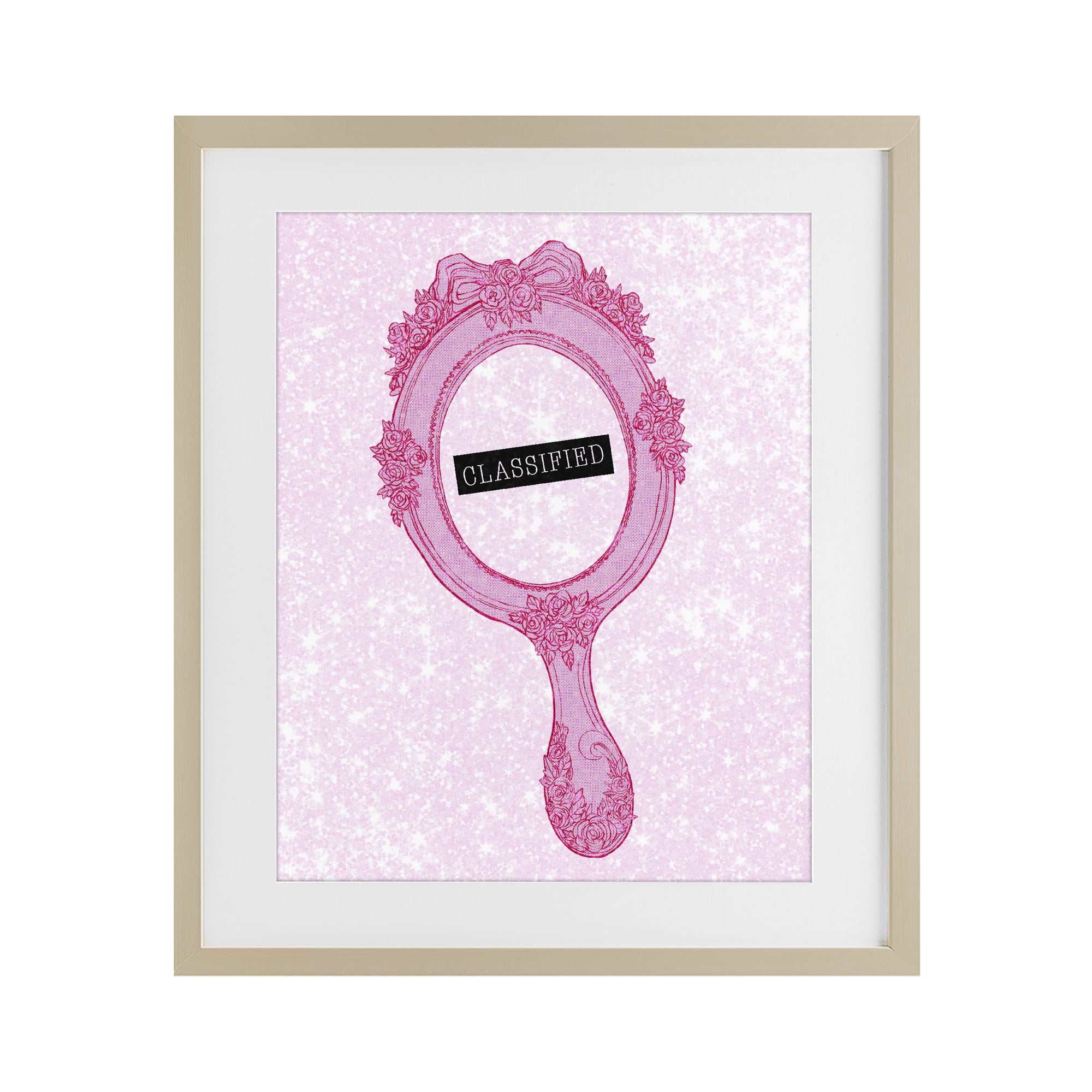 Stupell Industries Classified Ornate Pink Mirror Birch Framed Print Under Glass, design by Ziwei Li