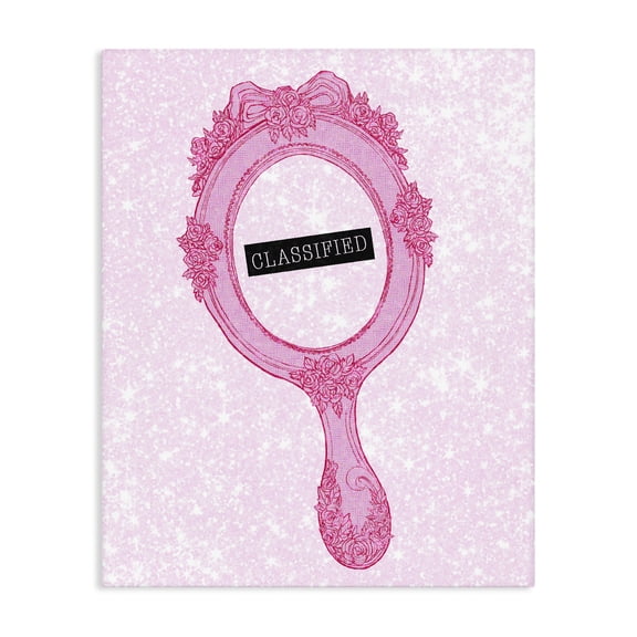 Stupell Industries Classified Ornate Pink Mirror Canvas Wall Art, design by Ziwei Li