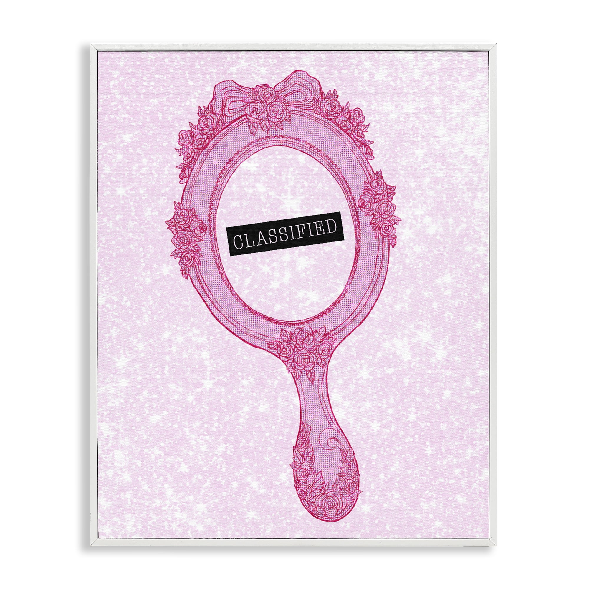 Stupell Industries Classified Ornate Pink Mirror White Framed Giclee Art, design by Ziwei Li