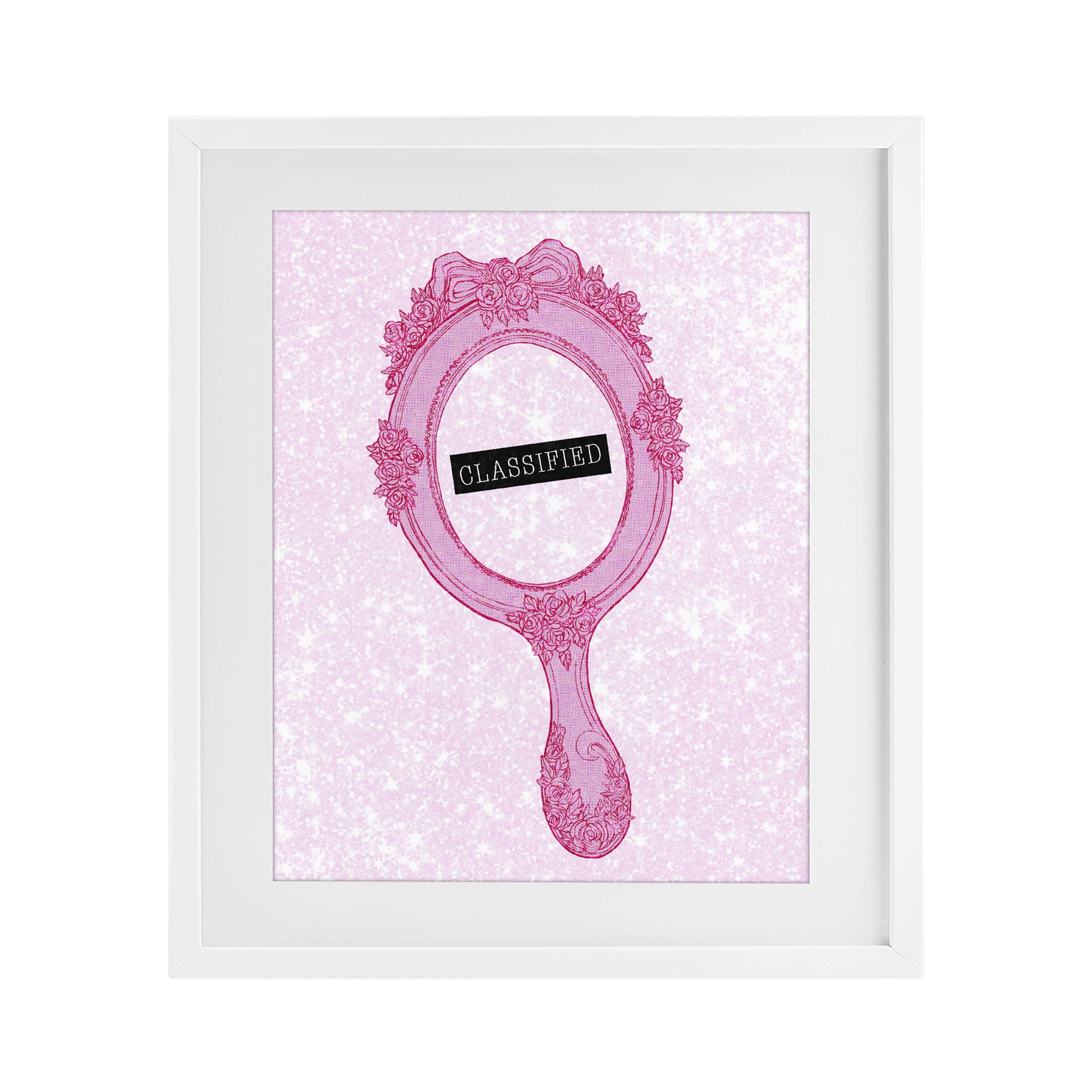 Stupell Industries Classified Ornate Pink Mirror White Framed Print Under Glass, design by Ziwei Li