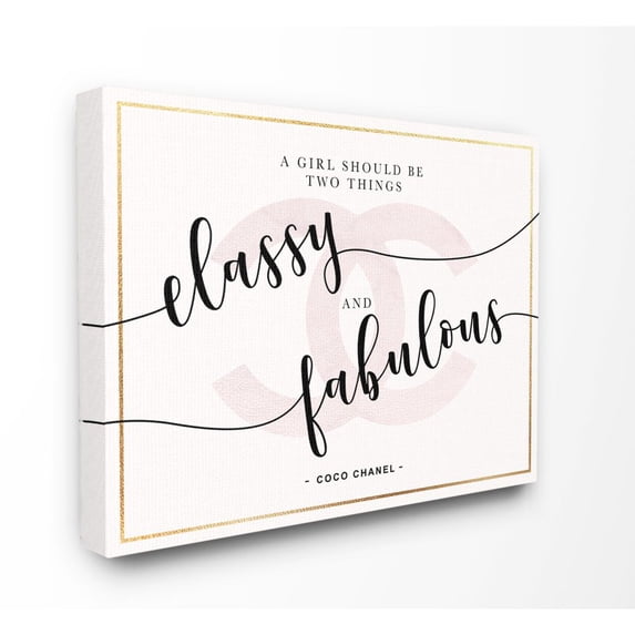 Stupell Industries Classy And Fabulous Fashion Designer Pink Inspirational Word Design Canvas Wall Art by Ziwei Li
