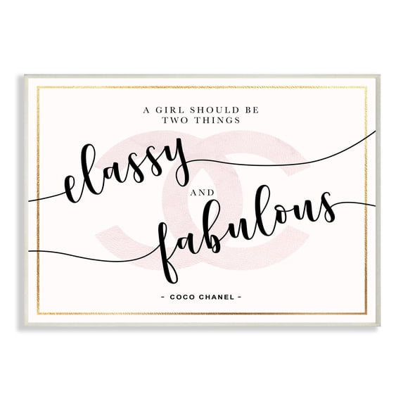 Stupell Industries Classy And Fabulous Fashion Designer Pink Inspirational Word Design Wall Plaque by Ziwei Li