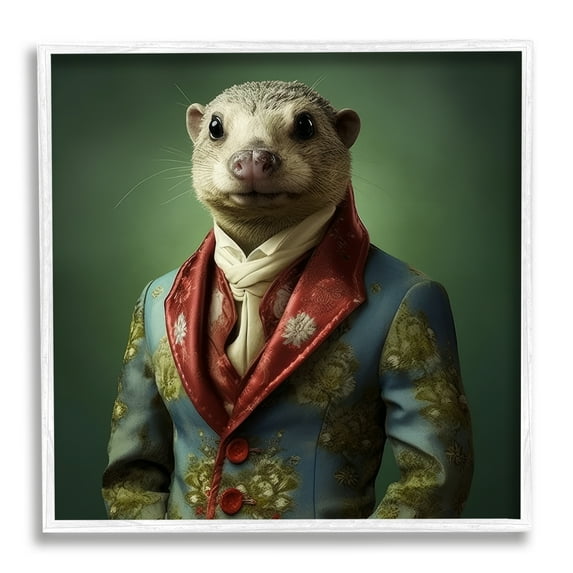 Stupell Industries Classy Animal Fashion Portrait Animals & Insects Painting White Framed Art Print Wall Art, 17 x 17