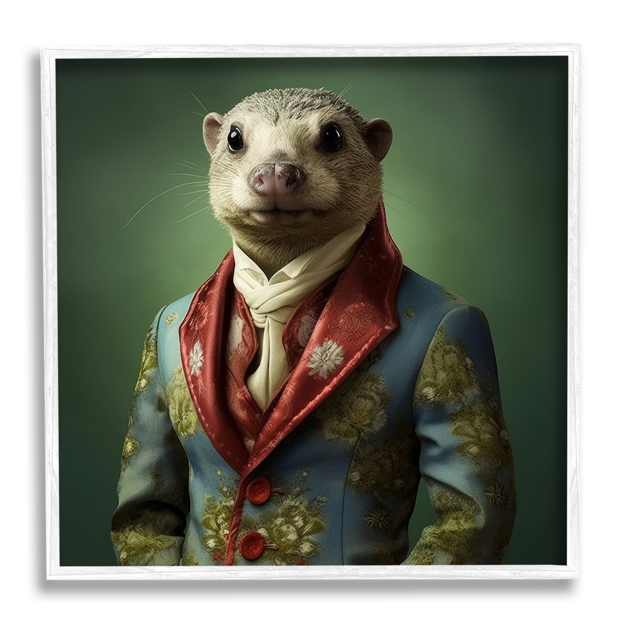 Stupell Industries Classy Animal Fashion Portrait Animals & Insects Painting White Framed Art Print Wall Art, 24 x 24