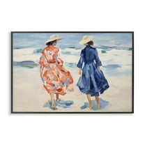 Stupell Industries Classy Beach Ladies People Painting Black Framed Art Print Wall Art, 18 x 12