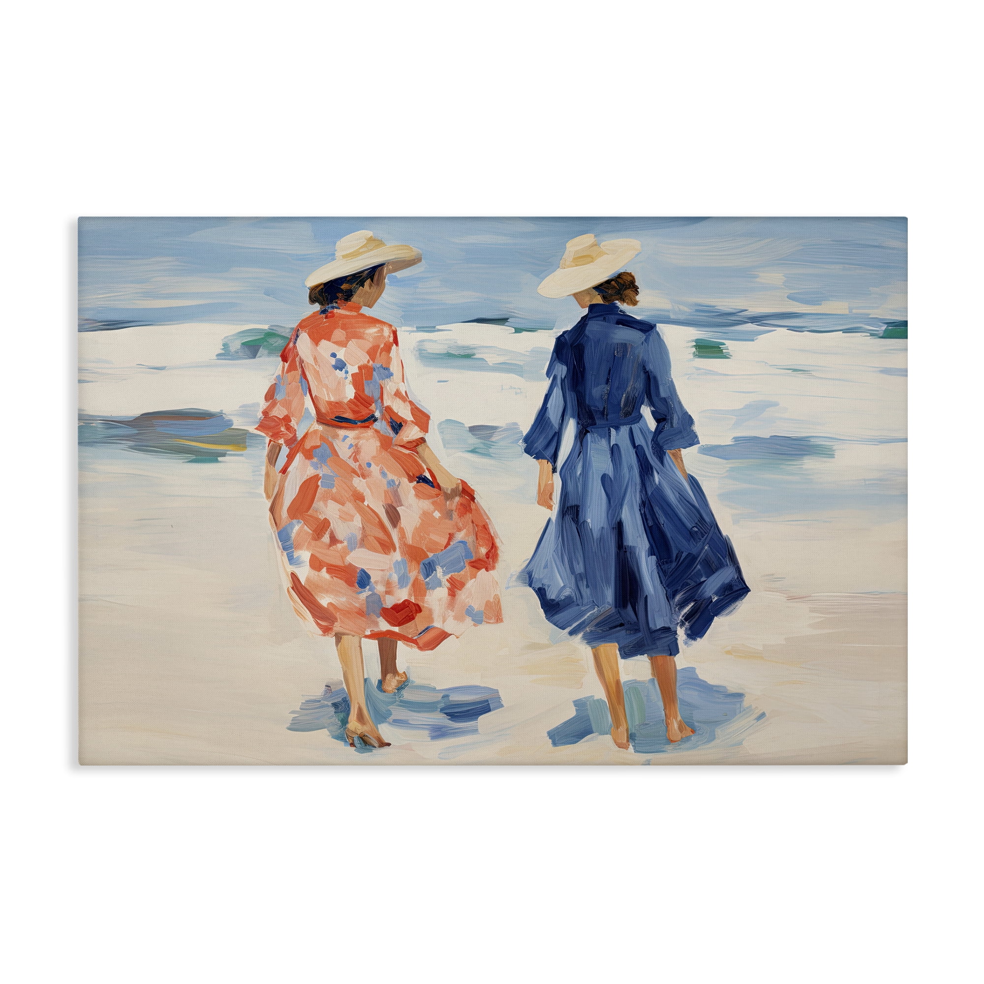 Stupell Industries Classy Beach Ladies People Painting Wrapped Canvas Art Print Wall Art, 45 x 30