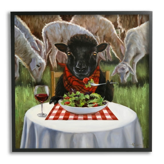 Stupell Industries Classy Black Sheep Dining Rural Farm Painting Black Framed Art Print Wall Art, Design by Lucia Heffernan