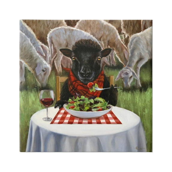 Stupell Industries Classy Black Sheep Dining Rural Farm Painting Gallery Wrapped Canvas Print Wall Art, Design by Lucia Heffernan