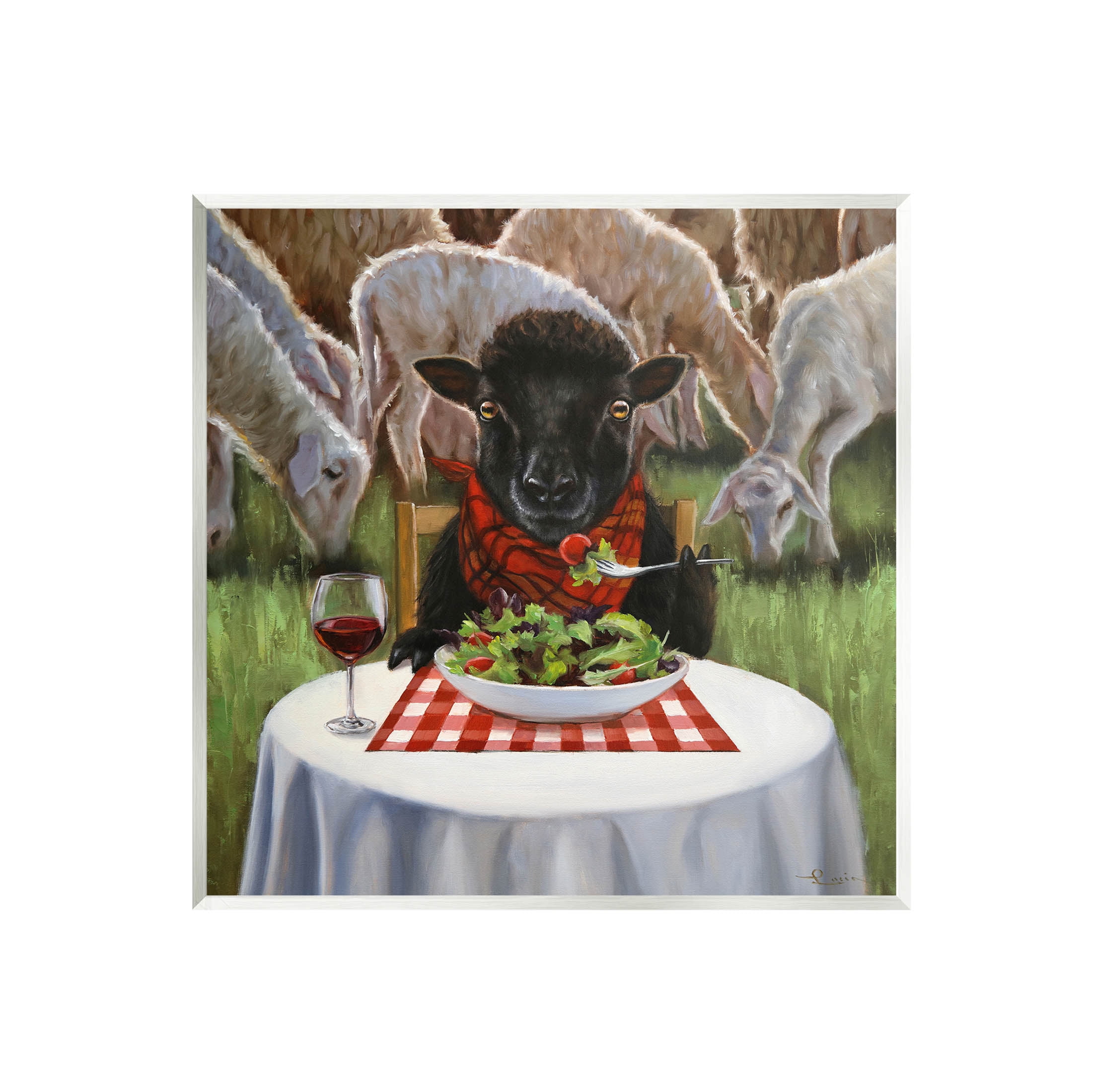 Stupell Industries Classy Black Sheep Dining Rural Farm Painting Unframed Art Print Wall Art, Design by Lucia Heffernan