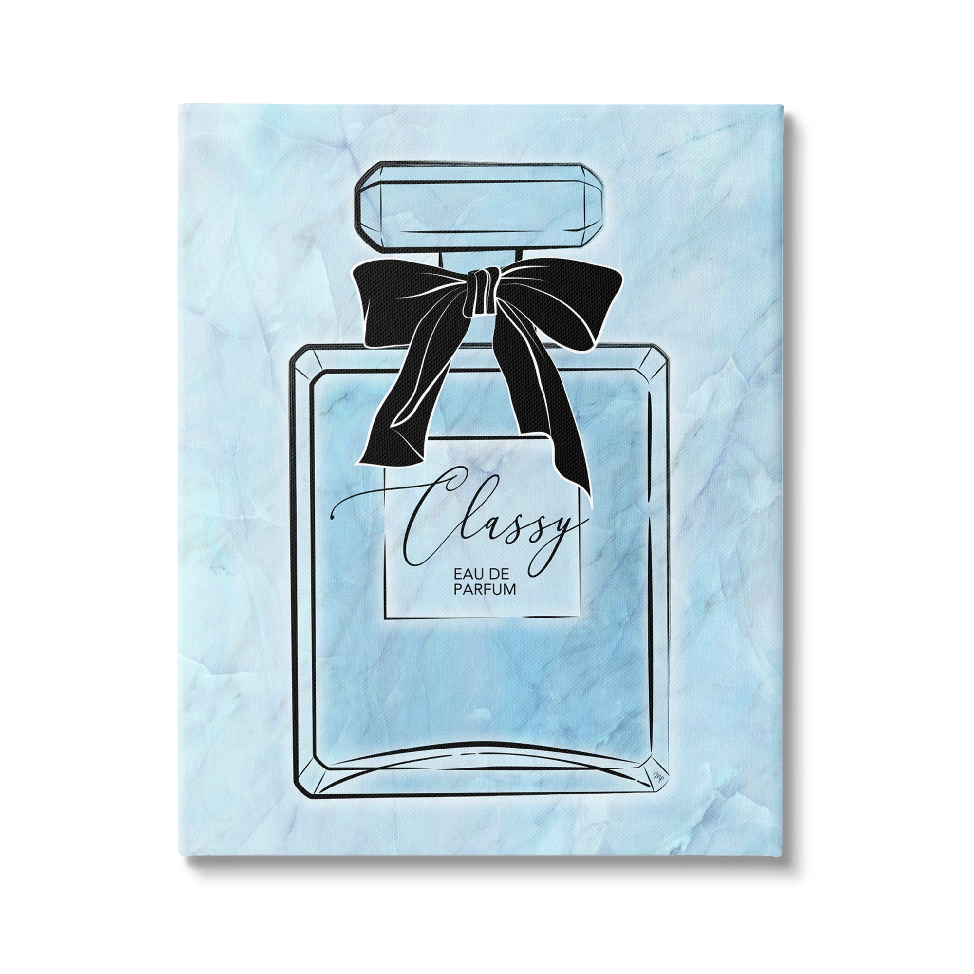 Stupell Industries Classy Blue Perfume Beauty & Fashion Painting Gallery Wrapped Canvas Art Print Wall Art, 16 x 20