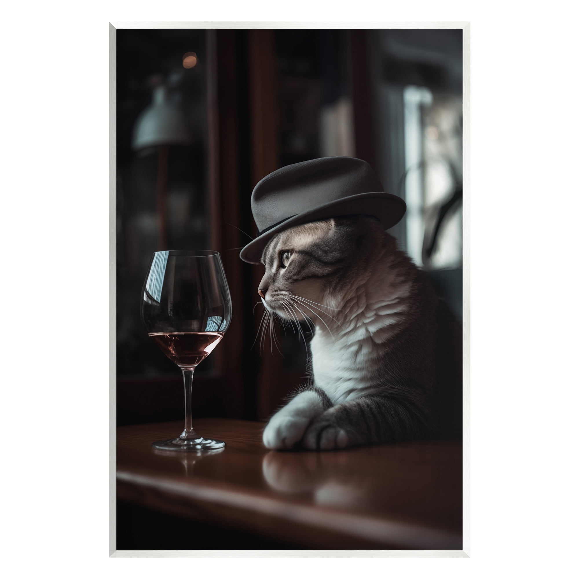 Stupell Industries Classy Cat at Bar Animals & Insects Painting Unframed Art Print Wall Art, 10 x 15