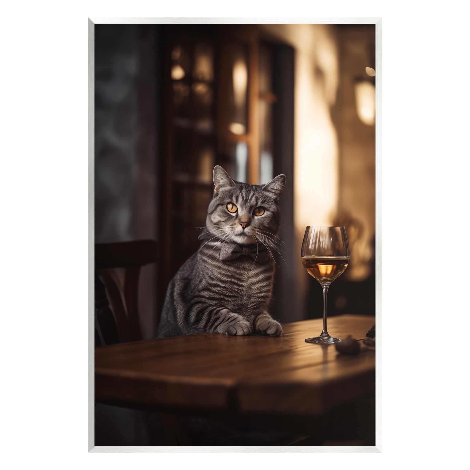 Stupell Industries Classy Cat with Wine Animals & Insects Painting Unframed Art Print Wall Art, 10 x 15