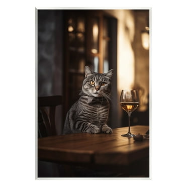 Stupell Industries Classy Cat with Wine Animals & Insects Painting Unframed Art Print Wall Art, 10 x 15