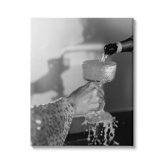 Stupell Industries Classy Champagne Pour Splash Food & Beverage Photography Gallery Wrapped Canvas Art Print Wall Art, 16 x 20