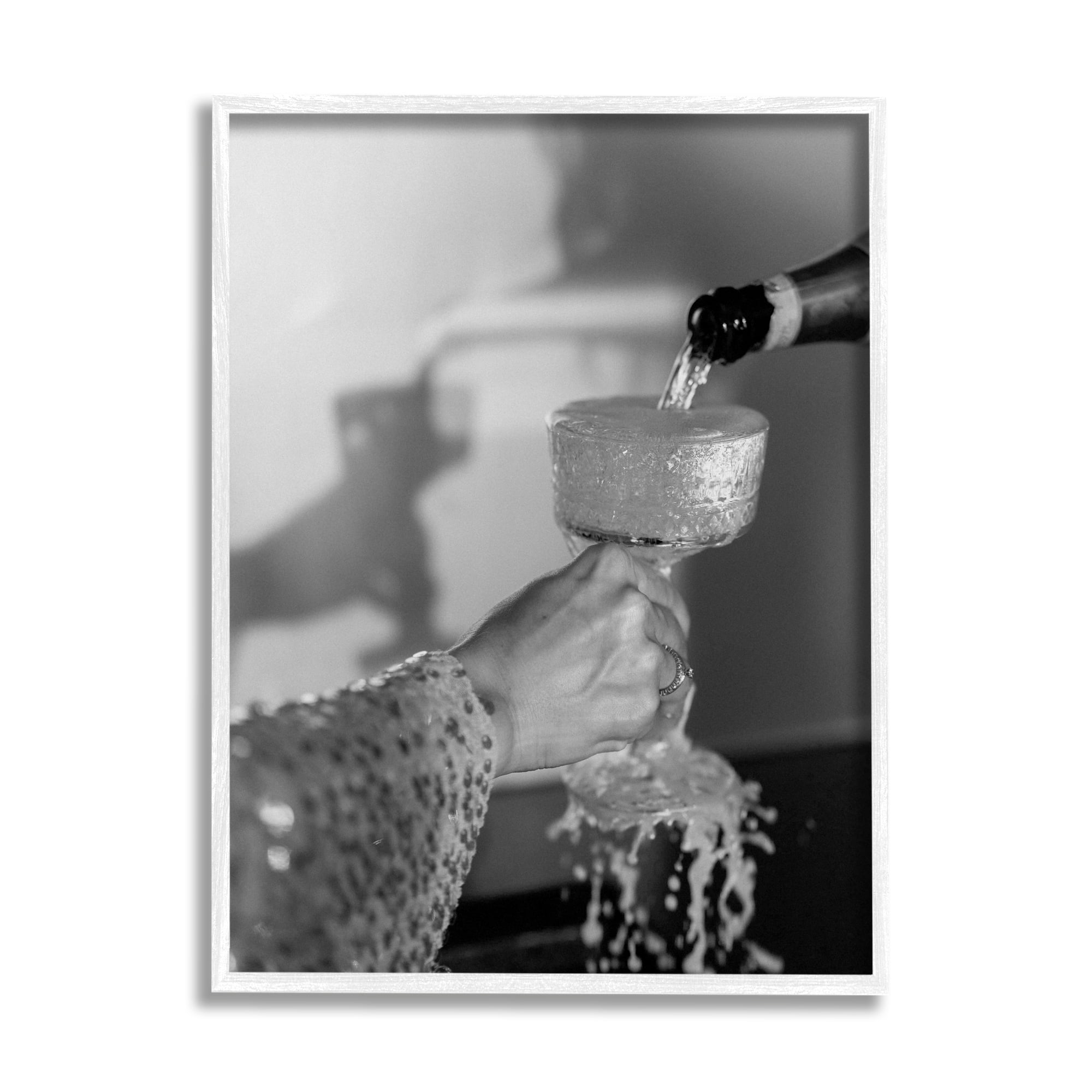Stupell Industries Classy Champagne Pour Splash Food & Beverage Photography White Framed Art Print Wall Art, 11 x 14