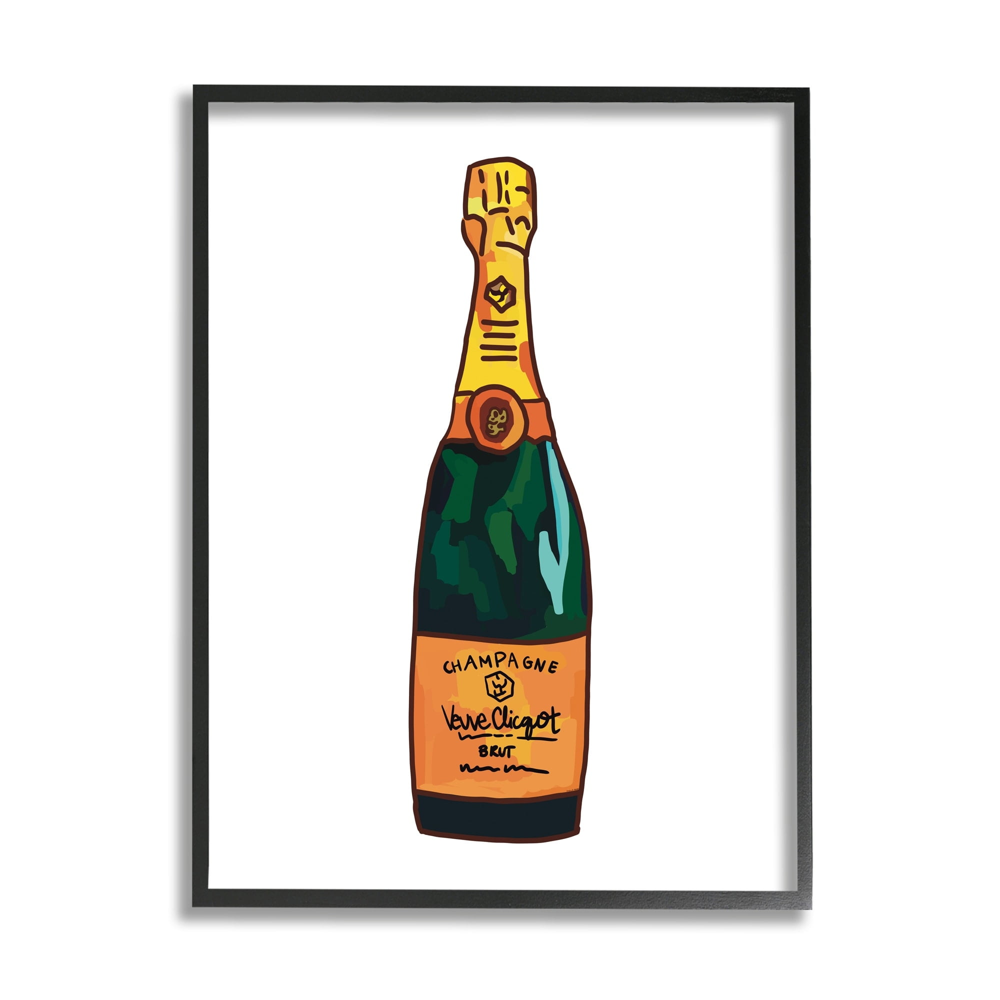 Stupell Industries Classy Champagne Wine Bottle Kitchen Bar Beverage Graphic Art Black Framed Art Print Wall Art, Design by Amelia Noyes