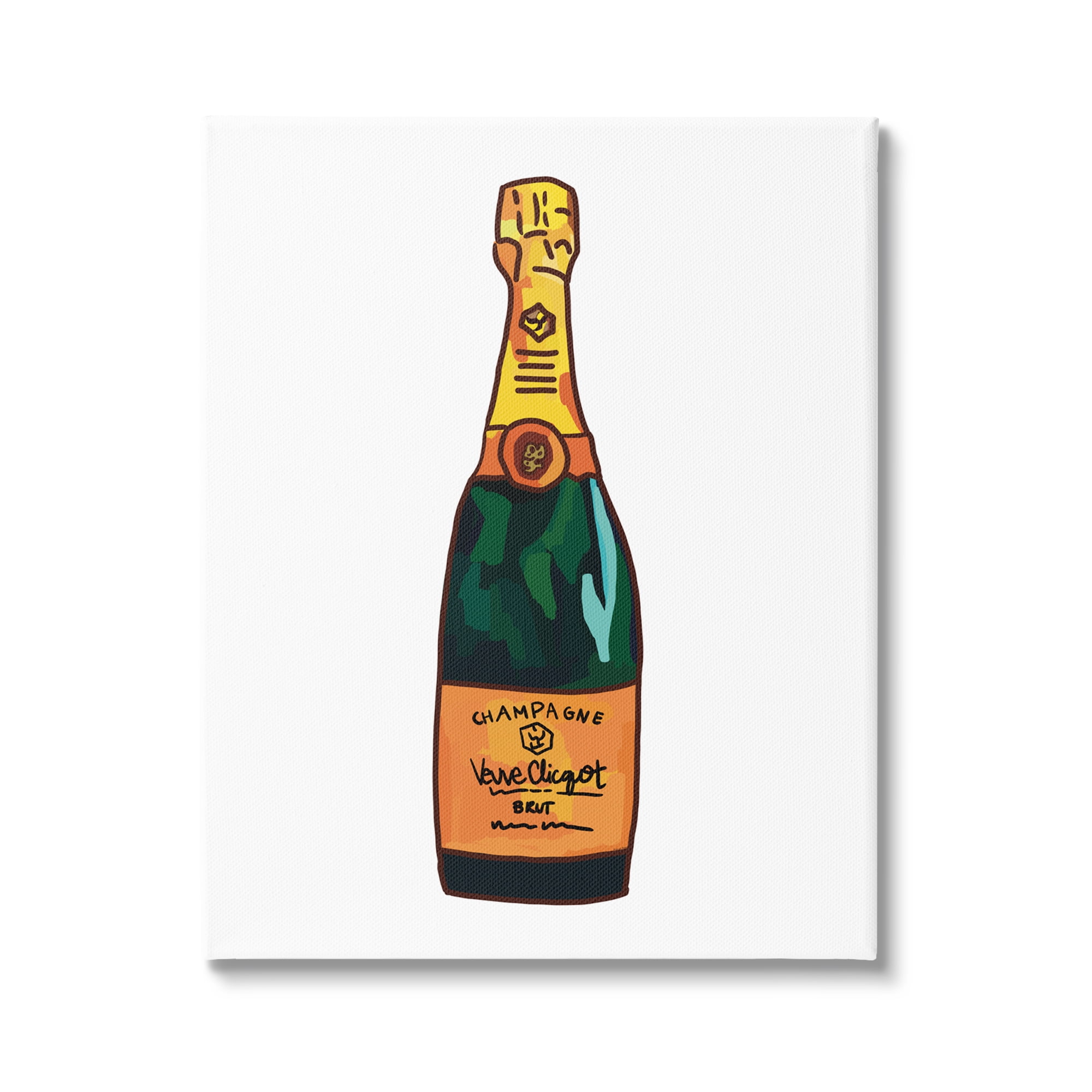 Classy Champagne Wine Bottle Wrapped Canvas Wall Art